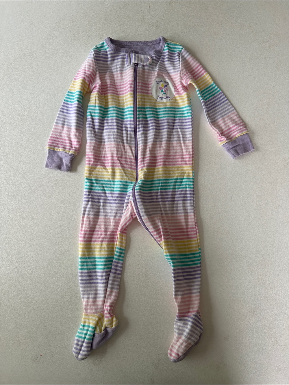 PJ Place - Pastel Striped Footies Purple Trim